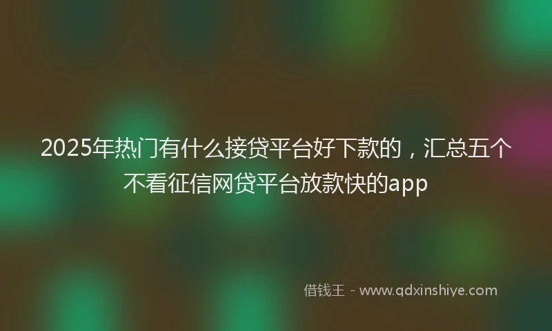 2025年热门有什么接贷平台好下款的，汇总五个不看征信网贷平台放款快的app