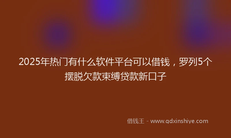 2025年热门有什么软件平台可以借钱，罗列5个摆脱欠款束缚贷款新口子