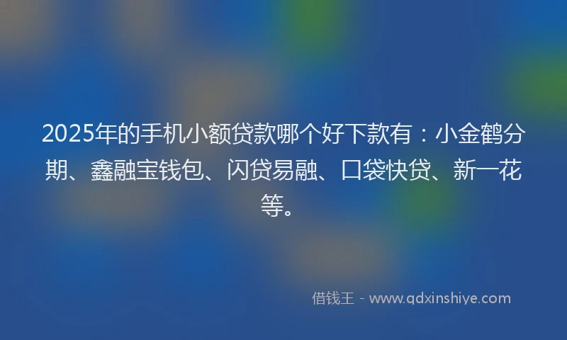2025年的手机小额贷款哪个好下款有：小金鹤分期、鑫融宝钱包、闪贷易融、口袋快贷、新一花等。