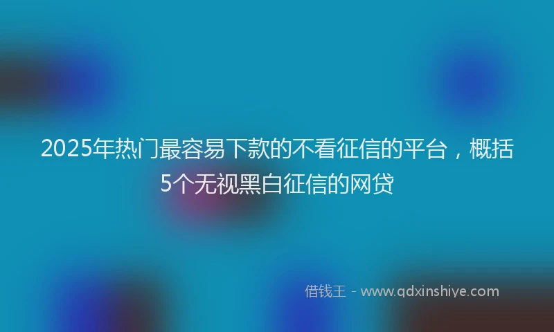 2025年热门最容易下款的不看征信的平台，概括5个无视黑白征信的网贷