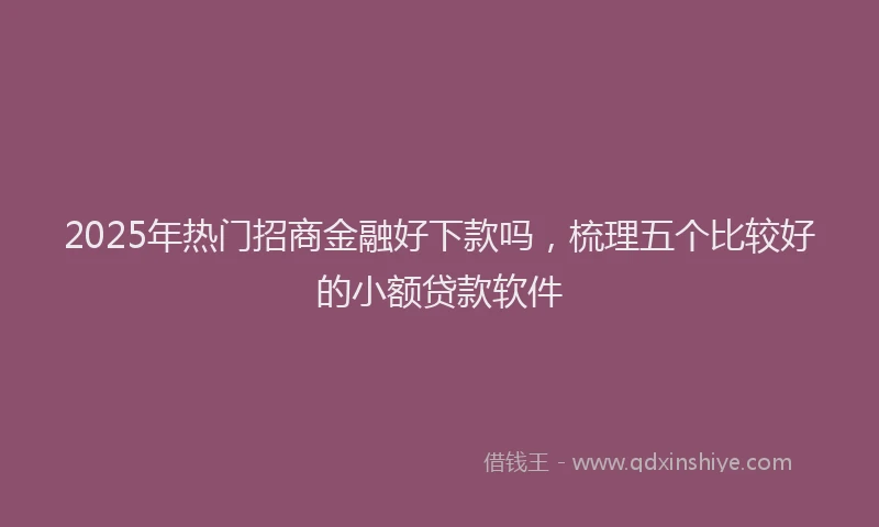 2025年热门招商金融好下款吗，梳理五个比较好的小额贷款软件