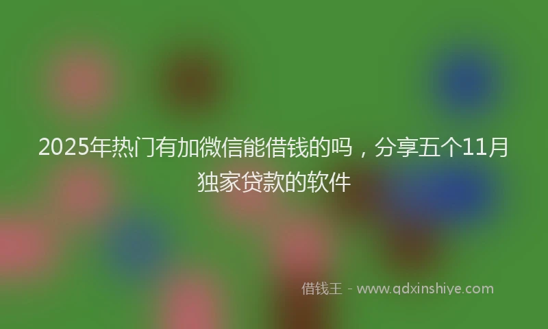 2025年热门有加微信能借钱的吗，分享五个11月独家贷款的软件