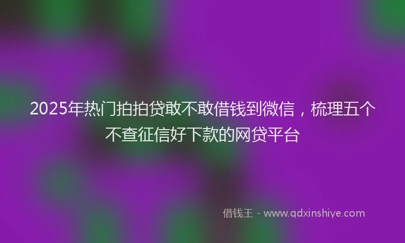 2025年热门拍拍贷敢不敢借钱到微信，梳理五个不查征信好下款的网贷平台