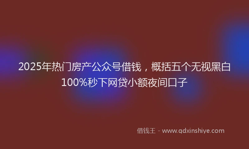 2025年热门房产公众号借钱，概括五个无视黑白100%秒下网贷小额夜间口子
