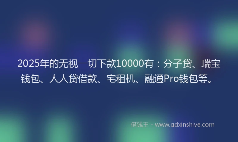 2025年的无视一切下款10000有：分子贷、瑞宝钱包、人人贷借款、宅租机、融通Pro钱包等。
