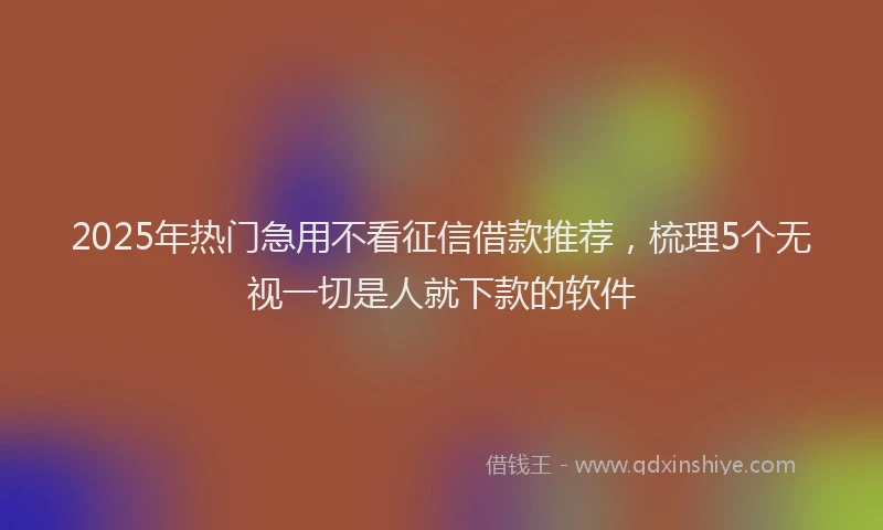 2025年热门急用不看征信借款推荐，梳理5个无视一切是人就下款的软件