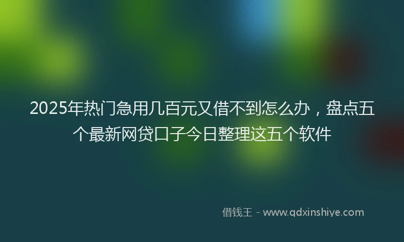 2025年热门急用几百元又借不到怎么办，盘点五个最新网贷口子今日整理这五个软件