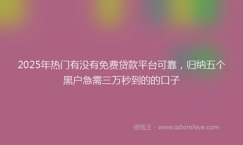 2025年热门有没有免费贷款平台可靠，归纳五个黑户急需三万秒到的的口子
