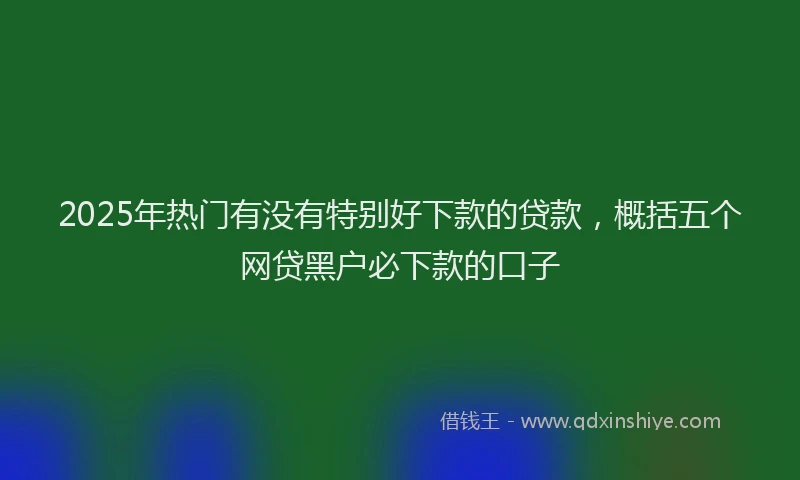 2025年热门有没有特别好下款的贷款，概括五个网贷黑户必下款的口子