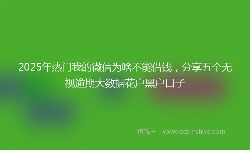 2025年热门我的微信为啥不能借钱，分享五个无视逾期大数据花户黑户口子
