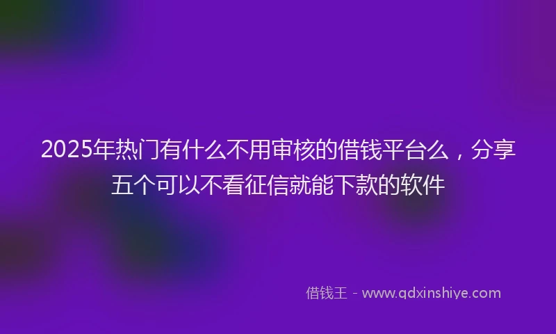 2025年热门有什么不用审核的借钱平台么，分享五个可以不看征信就能下款的软件