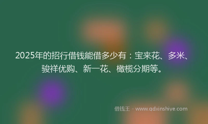 2025年的招行借钱能借多少有：宝来花、多米、骏祥优购、新一花、橄榄分期等。