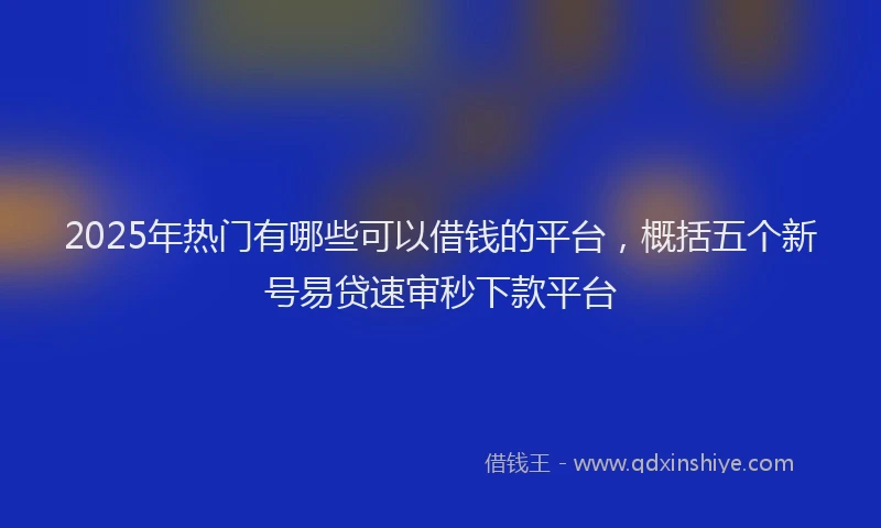 2025年热门有哪些可以借钱的平台，概括五个新号易贷速审秒下款平台