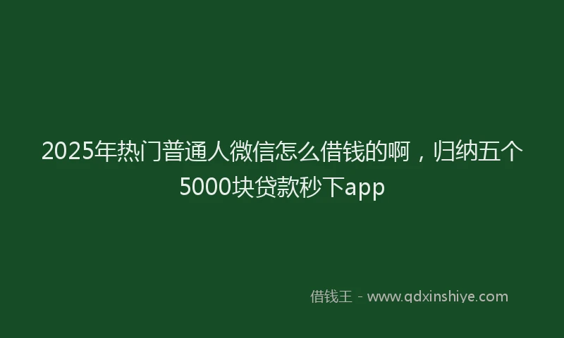 2025年热门普通人微信怎么借钱的啊，归纳五个5000块贷款秒下app