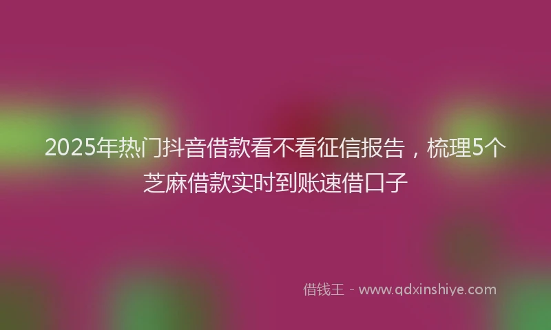 2025年热门抖音借款看不看征信报告，梳理5个芝麻借款实时到账速借口子