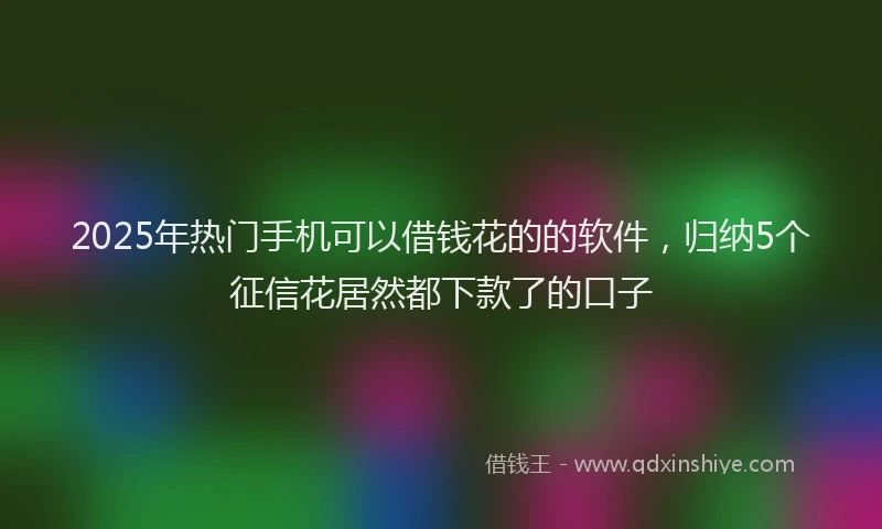 2025年热门手机可以借钱花的的软件，归纳5个征信花居然都下款了的口子