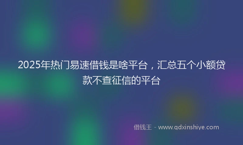 2025年热门易速借钱是啥平台，汇总五个小额贷款不查征信的平台