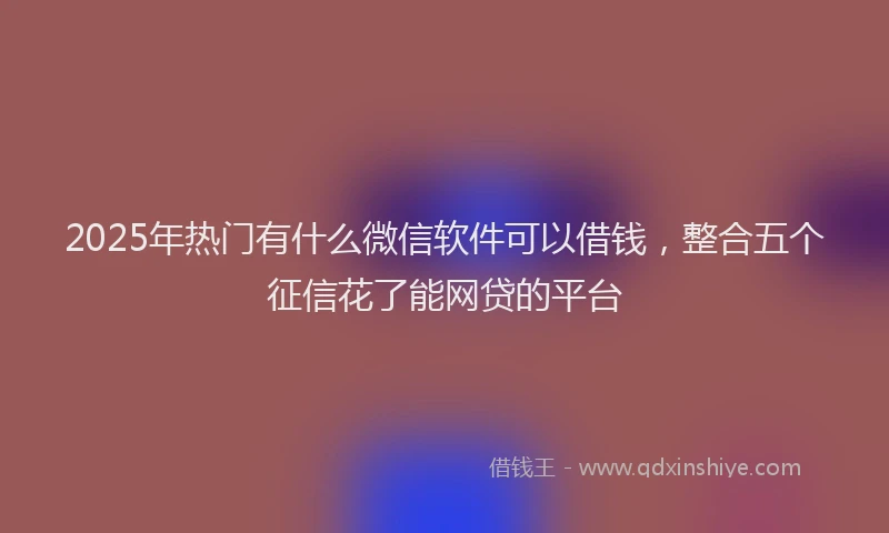 2025年热门有什么微信软件可以借钱，整合五个征信花了能网贷的平台