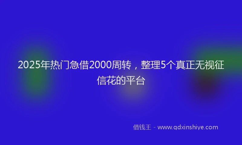 2025年热门急借2000周转，整理5个真正无视征信花的平台