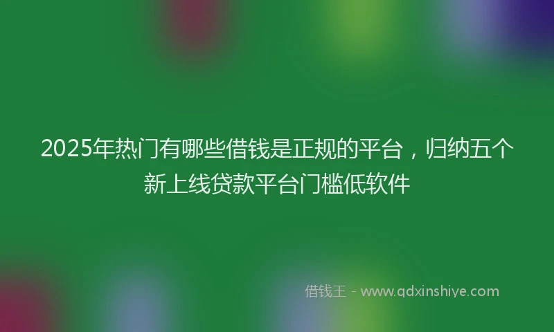 2025年热门有哪些借钱是正规的平台，归纳五个新上线贷款平台门槛低软件