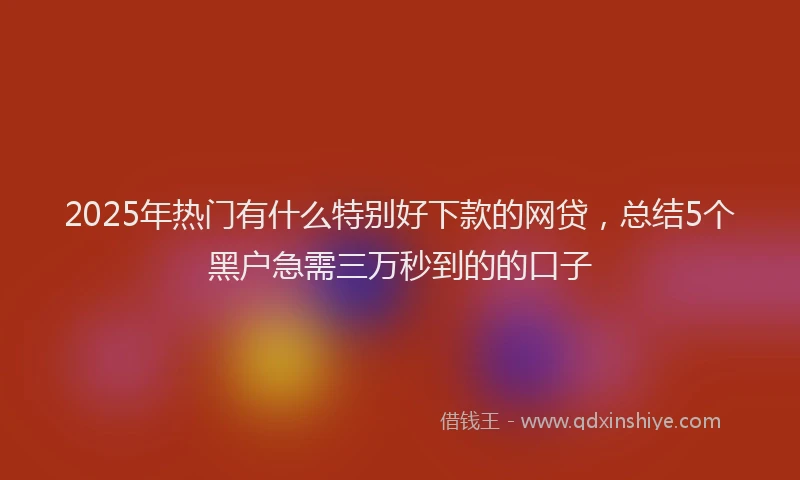 2025年热门有什么特别好下款的网贷，总结5个黑户急需三万秒到的的口子