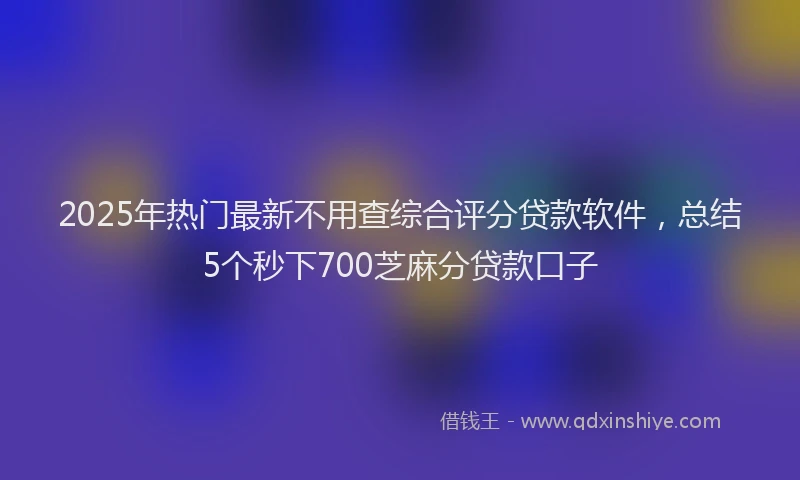 2025年热门最新不用查综合评分贷款软件，总结5个秒下700芝麻分贷款口子