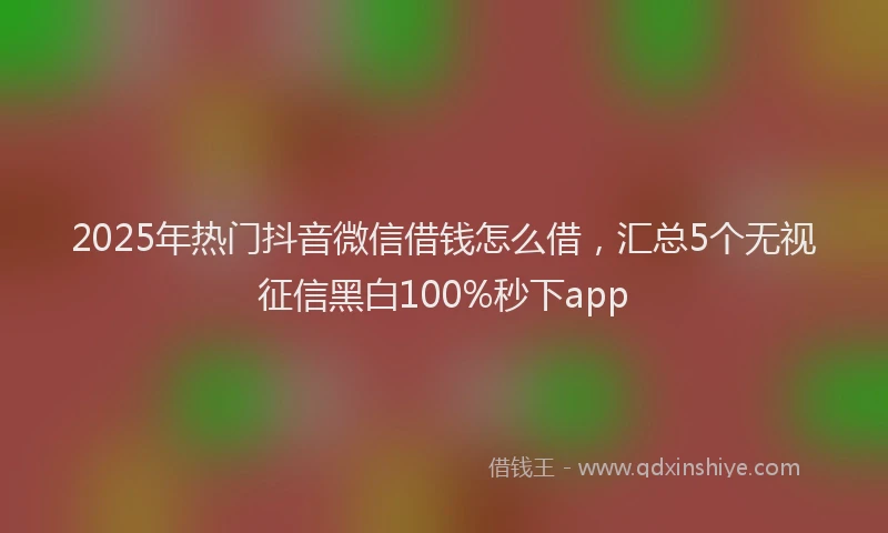 2025年热门抖音微信借钱怎么借，汇总5个无视征信黑白100%秒下app