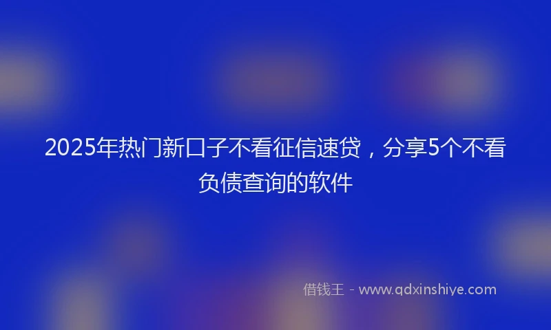 2025年热门新口子不看征信速贷，分享5个不看负债查询的软件
