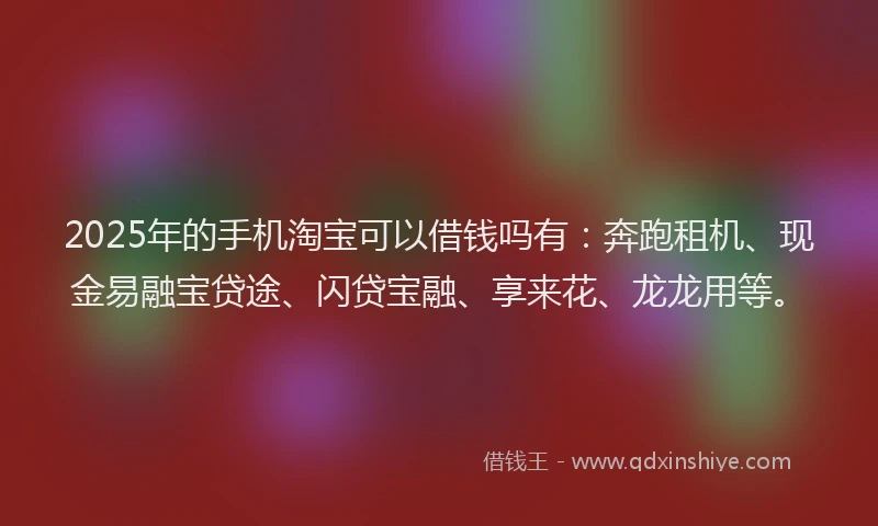 2025年的手机淘宝可以借钱吗有：奔跑租机、现金易融宝贷途、闪贷宝融、享来花、龙龙用等。