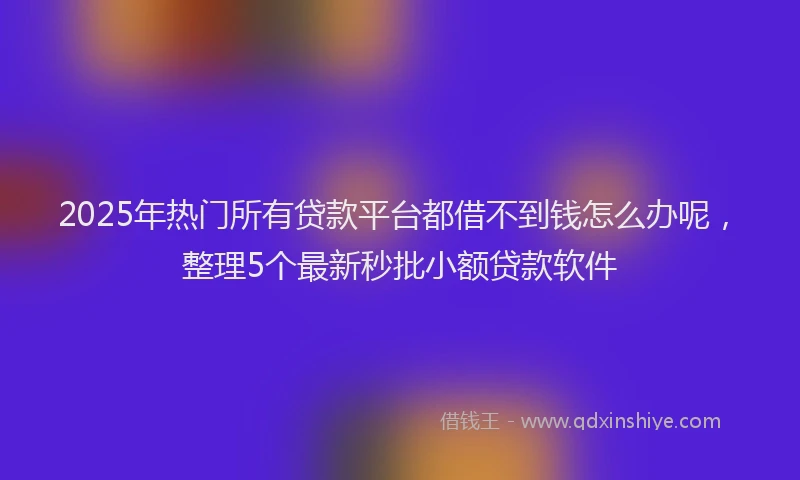 2025年热门所有贷款平台都借不到钱怎么办呢，整理5个最新秒批小额贷款软件