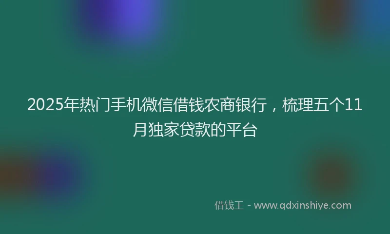 2025年热门手机微信借钱农商银行，梳理五个11月独家贷款的平台
