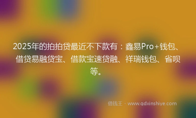 2025年的拍拍贷最近不下款有：鑫易Pro+钱包、借贷易融贷宝、借款宝速贷融、祥瑞钱包、省呗等。
