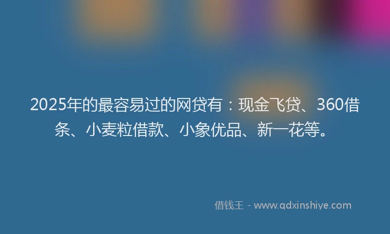 2025年的最容易过的网贷有：现金飞贷、360借条、小麦粒借款、小象优品、新一花等。