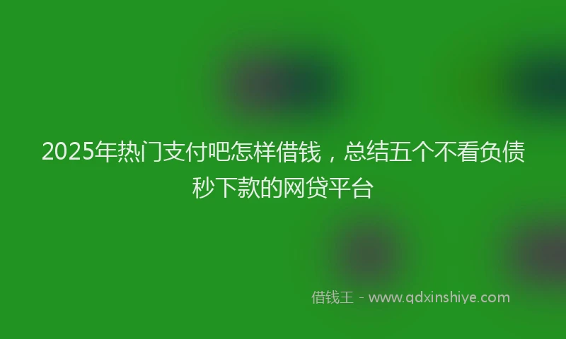 2025年热门支付吧怎样借钱，总结五个不看负债秒下款的网贷平台
