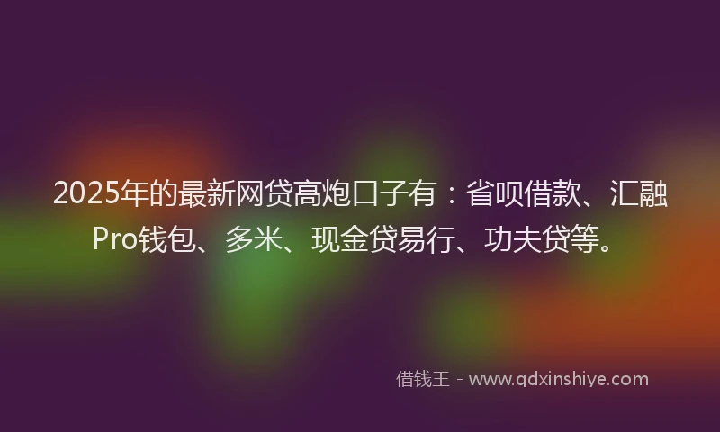 2025年的最新网贷高炮口子有：省呗借款、汇融Pro钱包、多米、现金贷易行、功夫贷等。
