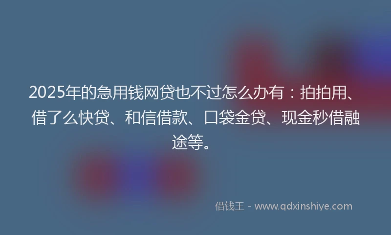 2025年的急用钱网贷也不过怎么办有：拍拍用、借了么快贷、和信借款、口袋金贷、现金秒借融途等。