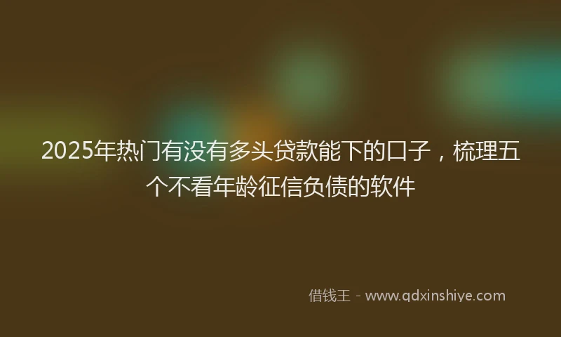 2025年热门有没有多头贷款能下的口子，梳理五个不看年龄征信负债的软件