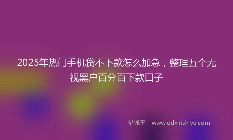 2025年热门手机贷不下款怎么加急，整理五个无视黑户百分百下款口子