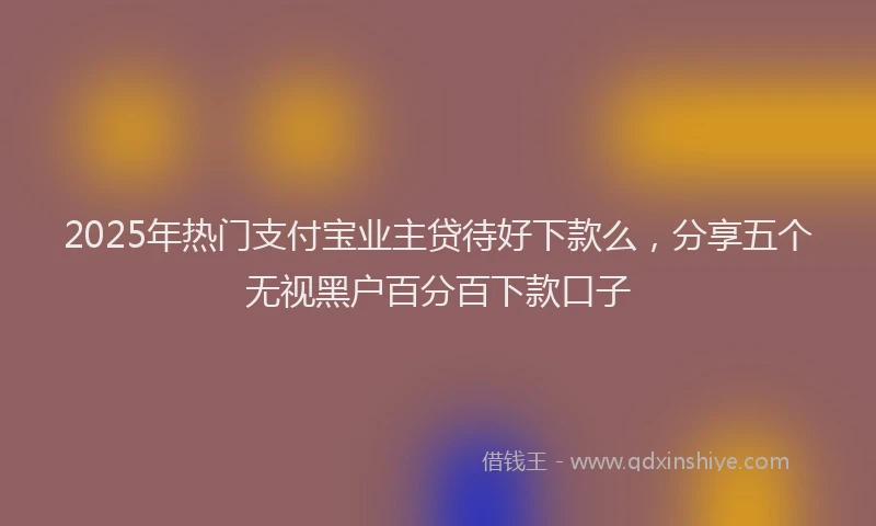 2025年热门支付宝业主贷待好下款么，分享五个无视黑户百分百下款口子