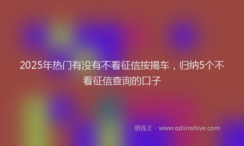 2025年热门有没有不看征信按揭车，归纳5个不看征信查询的口子