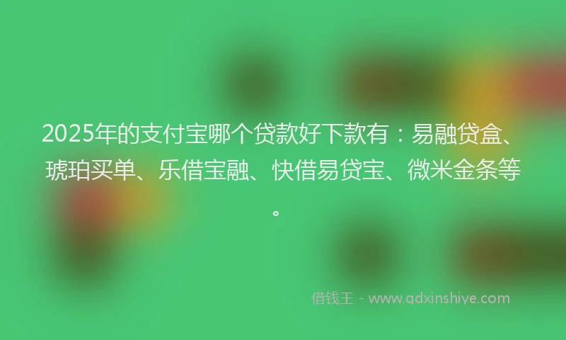 2025年的支付宝哪个贷款好下款有：易融贷盒、琥珀买单、乐借宝融、快借易贷宝、微米金条等。