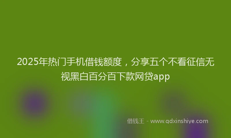 2025年热门手机借钱额度，分享五个不看征信无视黑白百分百下款网贷app