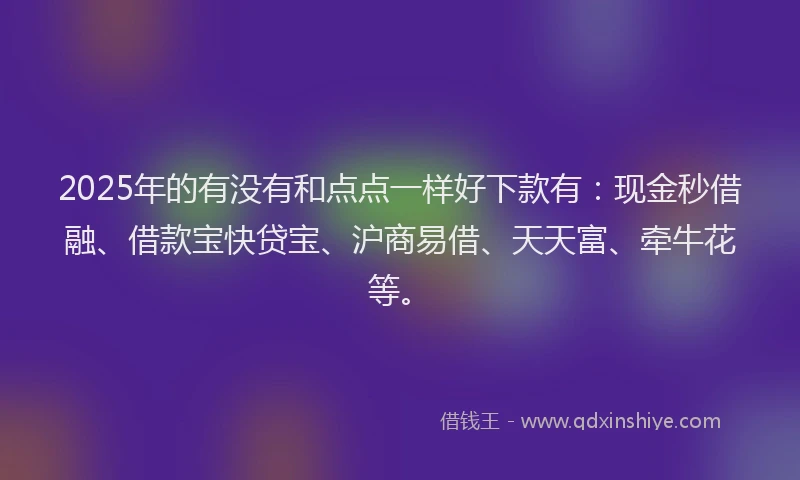 2025年的有没有和点点一样好下款有：现金秒借融、借款宝快贷宝、沪商易借、天天富、牵牛花等。