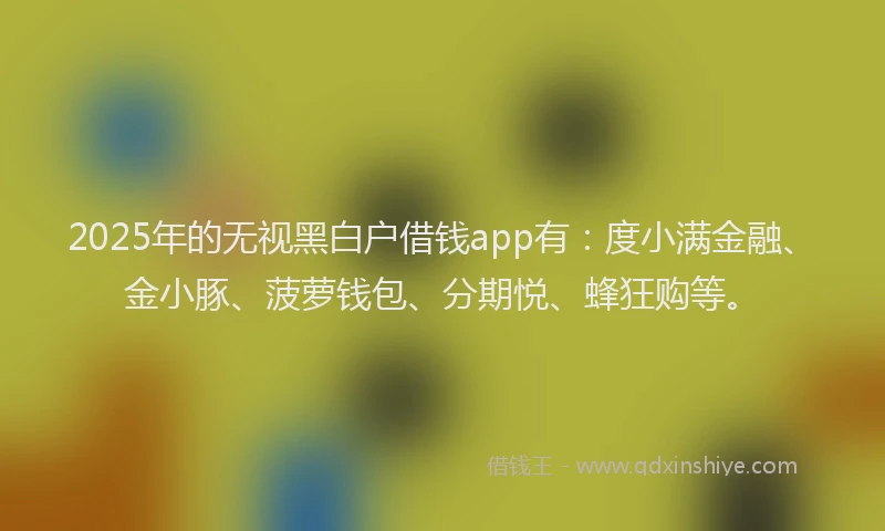 2025年的无视黑白户借钱app有：度小满金融、金小豚、菠萝钱包、分期悦、蜂狂购等。