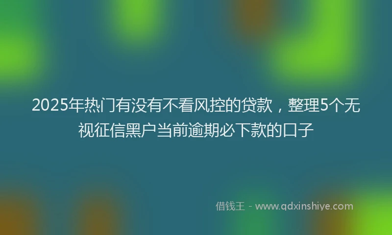 2025年热门有没有不看风控的贷款，整理5个无视征信黑户当前逾期必下款的口子