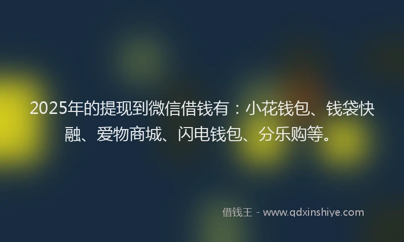 2025年的提现到微信借钱有：小花钱包、钱袋快融、爱物商城、闪电钱包、分乐购等。
