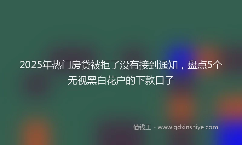 2025年热门房贷被拒了没有接到通知，盘点5个无视黑白花户的下款口子