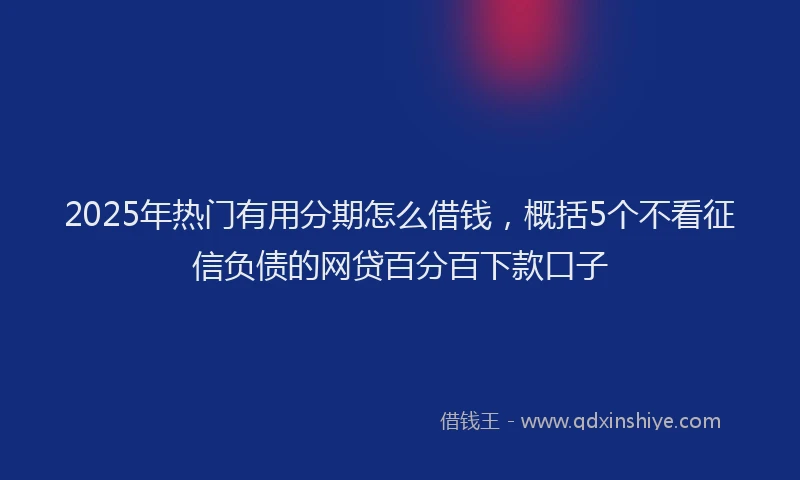 2025年热门有用分期怎么借钱，概括5个不看征信负债的网贷百分百下款口子