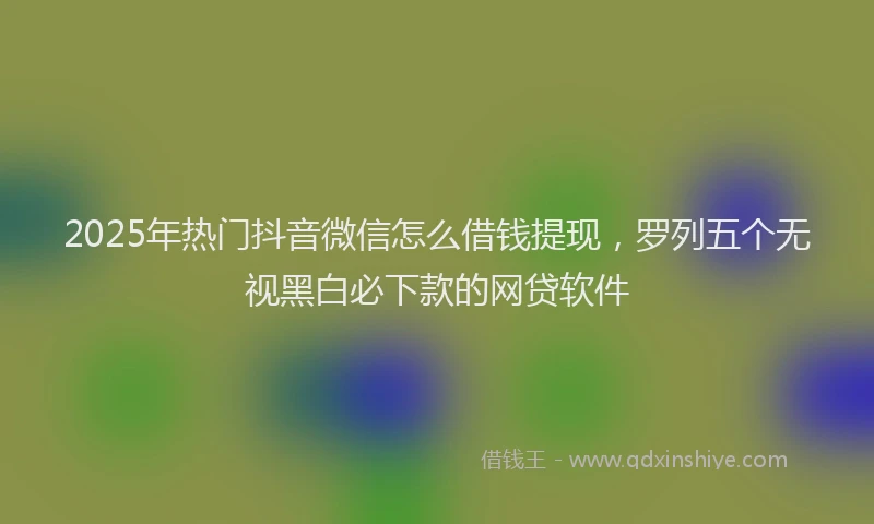 2025年热门抖音微信怎么借钱提现，罗列五个无视黑白必下款的网贷软件