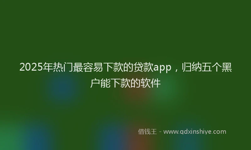 2025年热门最容易下款的贷款app，归纳五个黑户能下款的软件